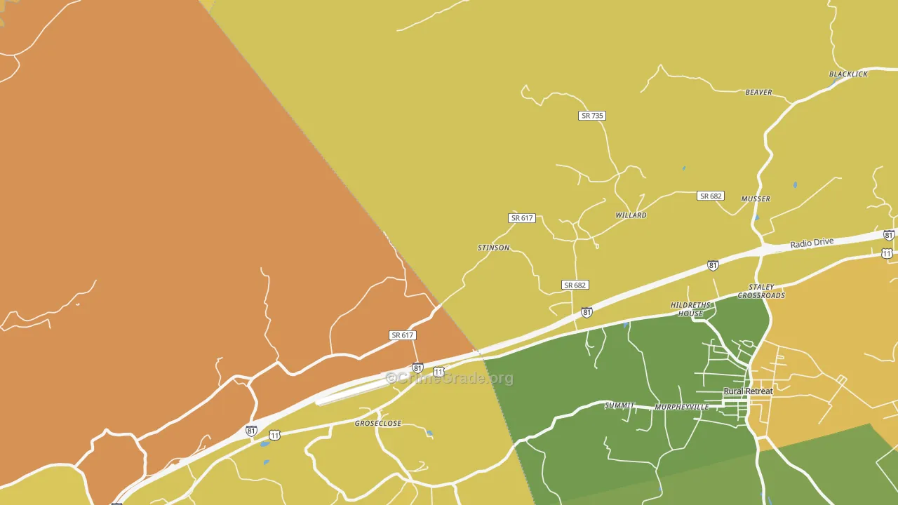 Groseclose, VA Map of Murder Rates