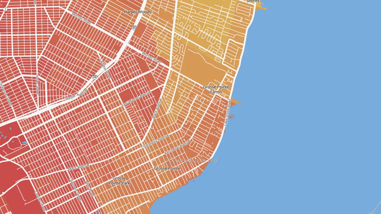 Grosse Pointe Farms, MI Map of Murder Rates