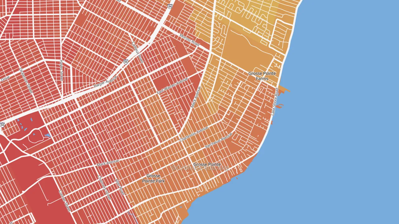 Grosse Pointe, MI Map of Murder Rates