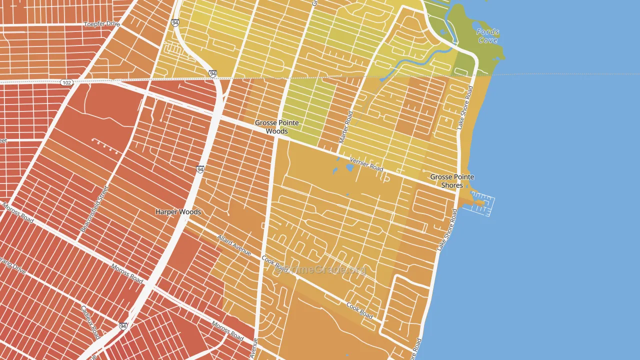 Grosse Pointe Woods, MI Map of Murder Rates