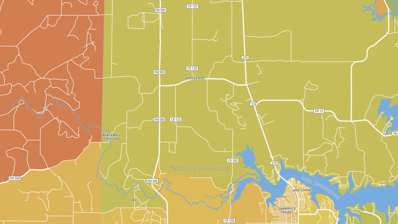 Grosvenor, TX Map of Murder Rates