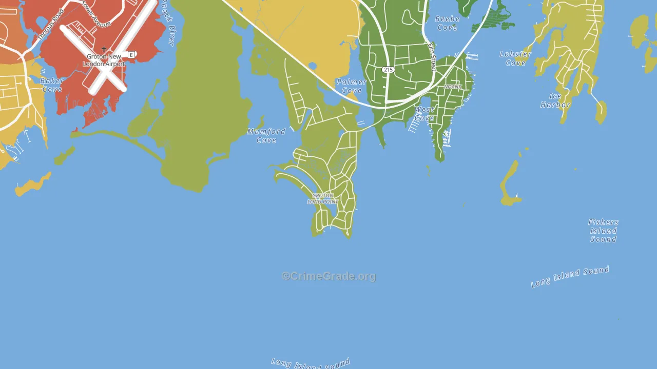 Groton Long Point, CT Map of Murder Rates