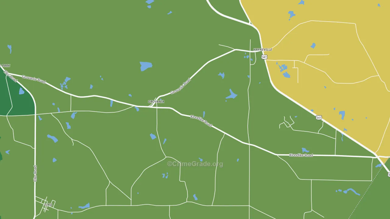 Grovania, GA Map of Murder Rates