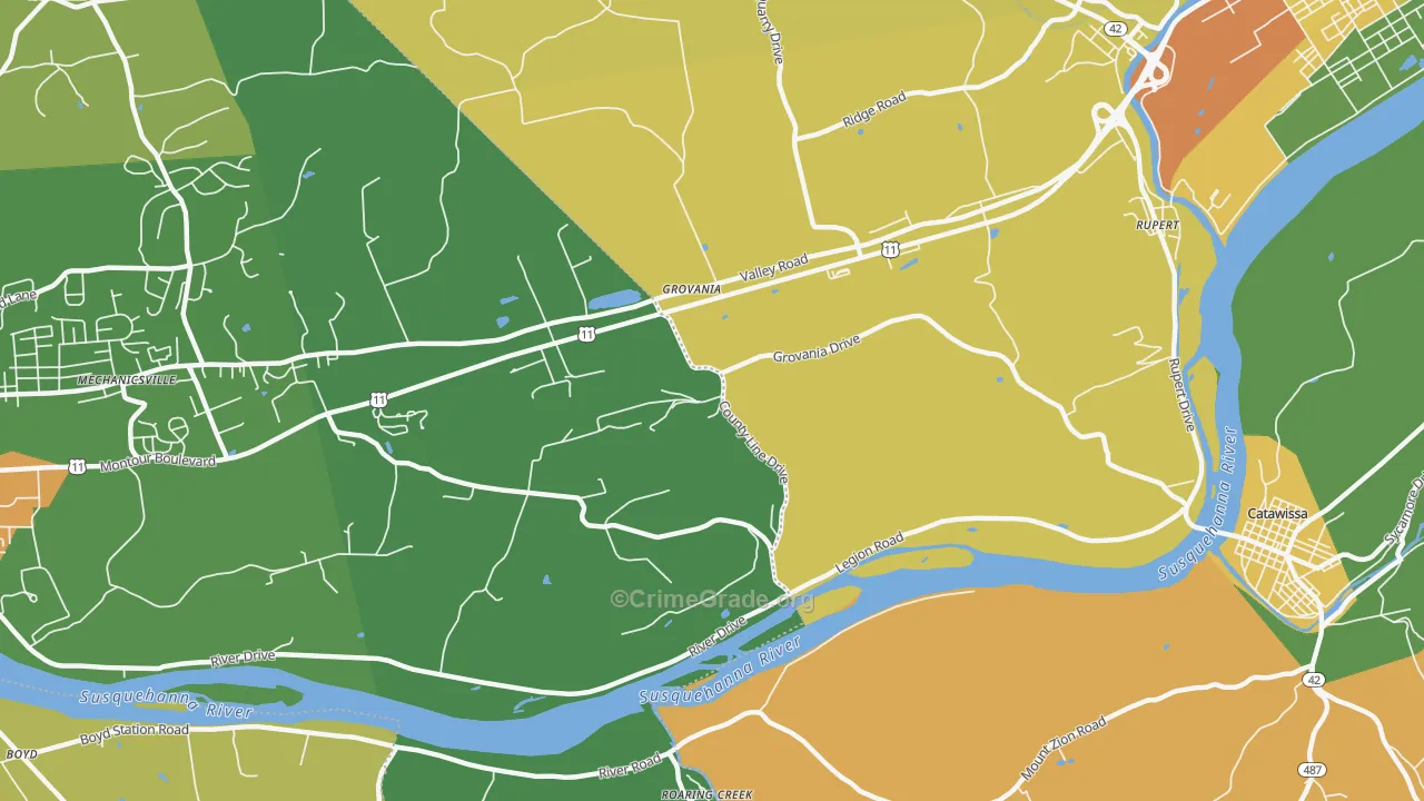 Grovania, PA Map of Murder Rates