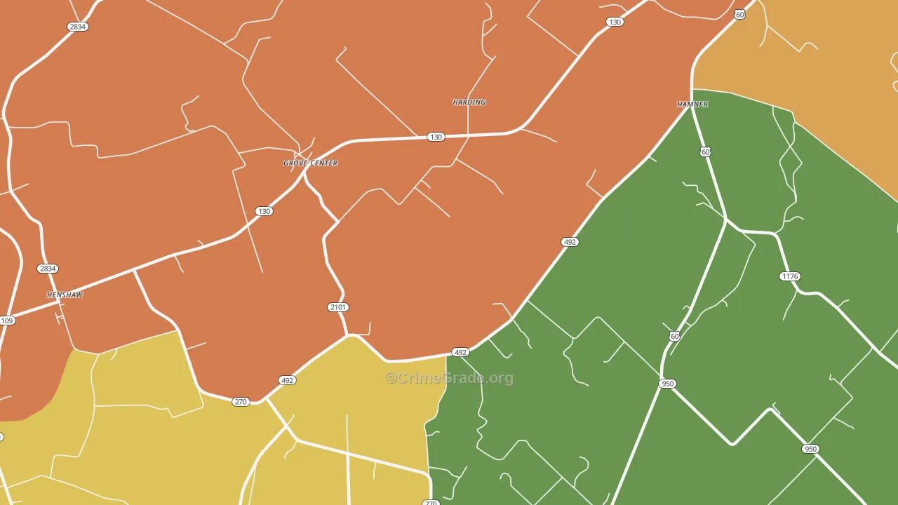 Grove Center, KY Map of Murder Rates