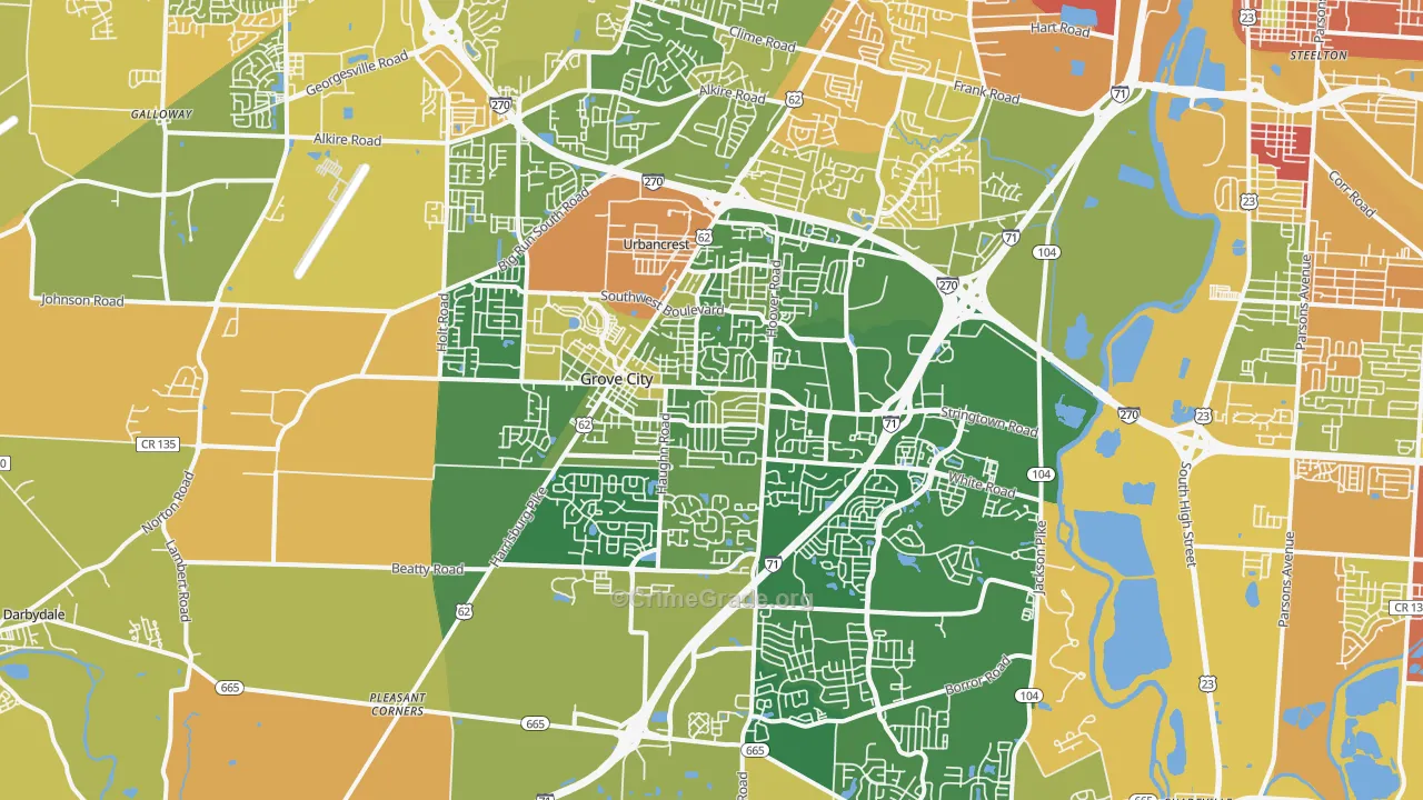 Grove City, OH Map of Murder Rates