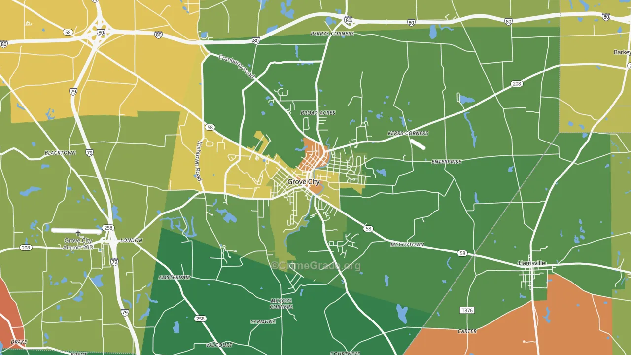 Grove City, PA Map of Murder Rates