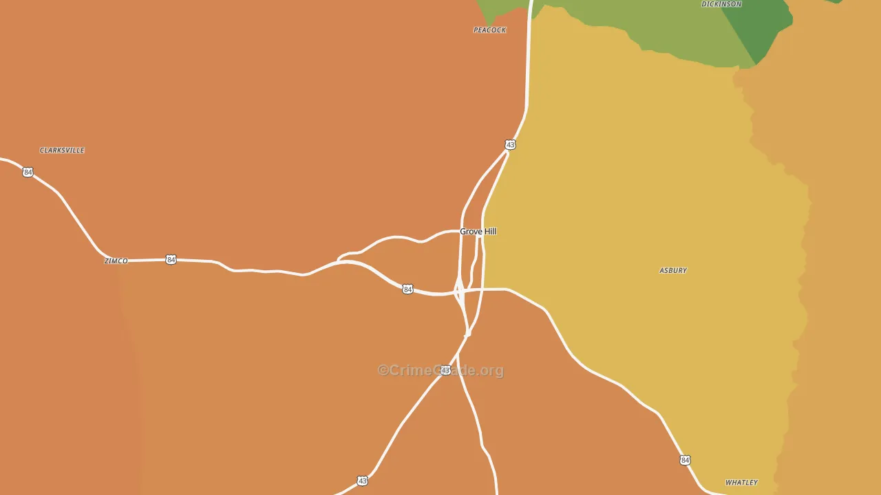Grove Hill, AL Map of Murder Rates