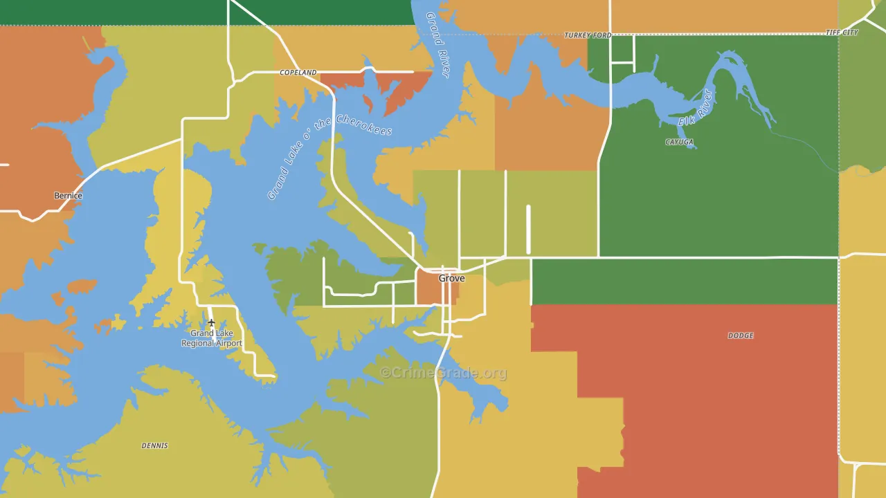 Grove, OK Map of Murder Rates