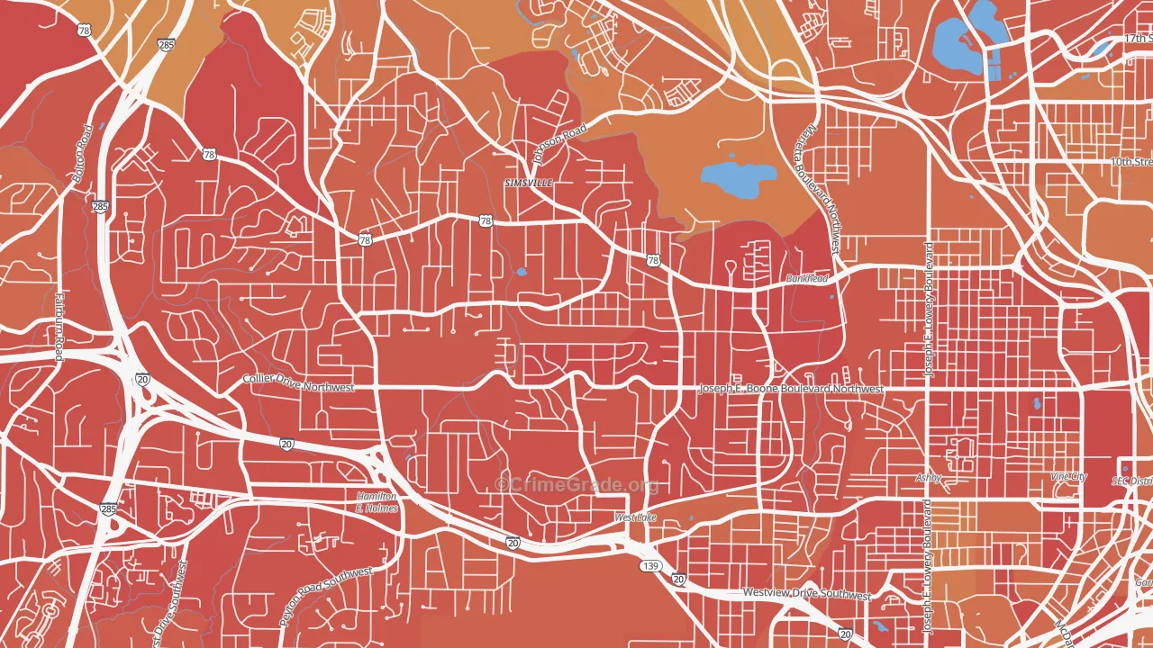 Grove Park, Atlanta, GA Map of Murder Rates