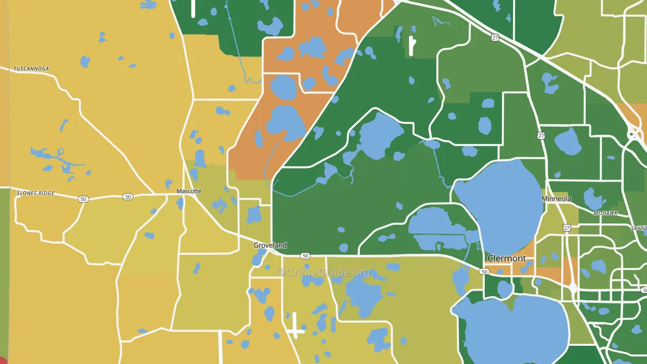 Groveland, FL Map of Murder Rates