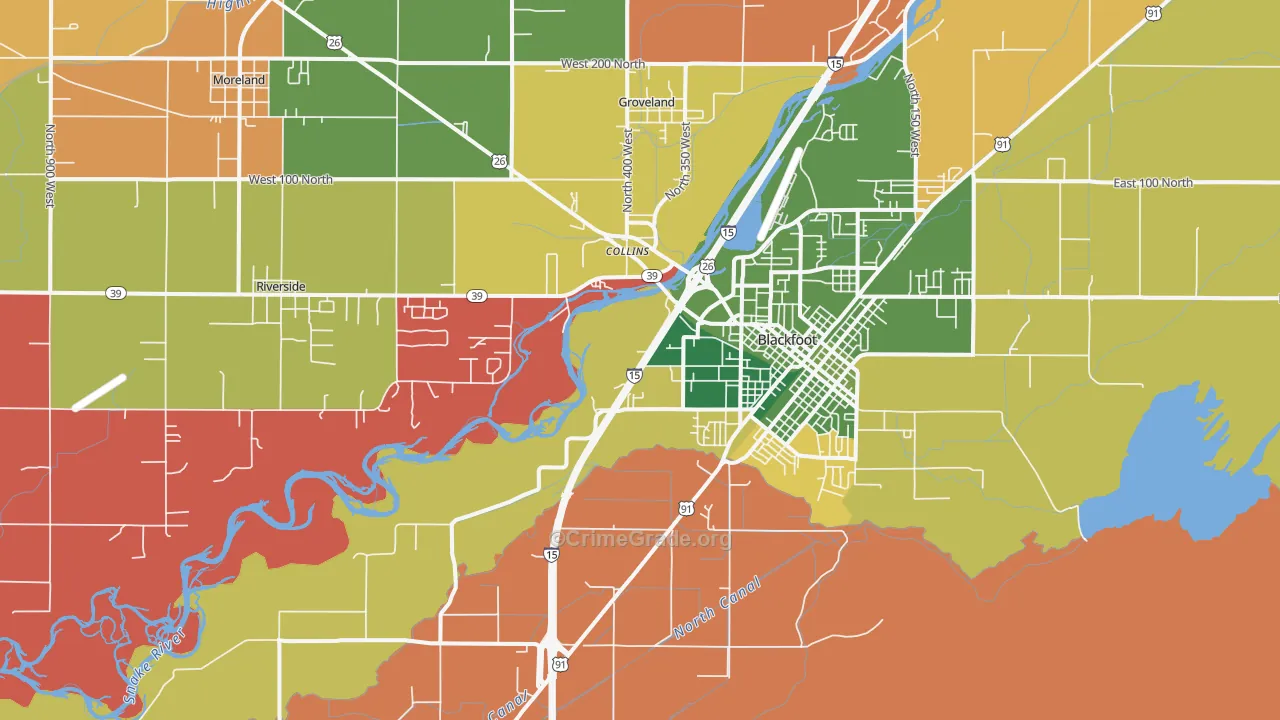 Groveland, ID Map of Murder Rates