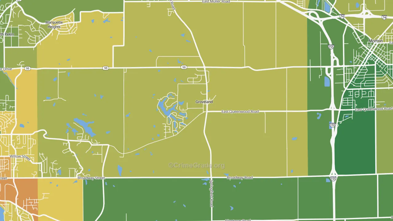 Groveland, IL Map of Murder Rates