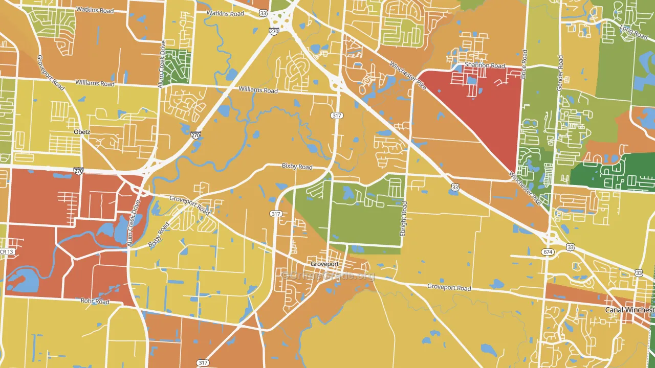 Groveport, OH Map of Murder Rates