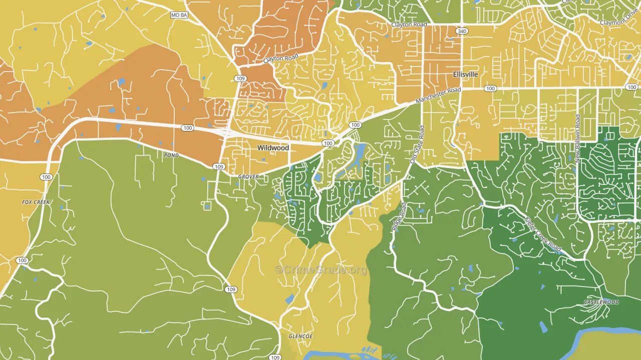 Grover, MO Map of Murder Rates