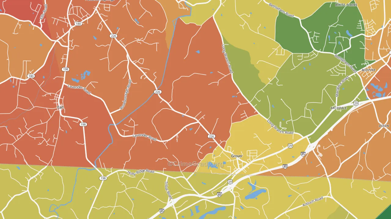 Grover, NC Map of Murder Rates