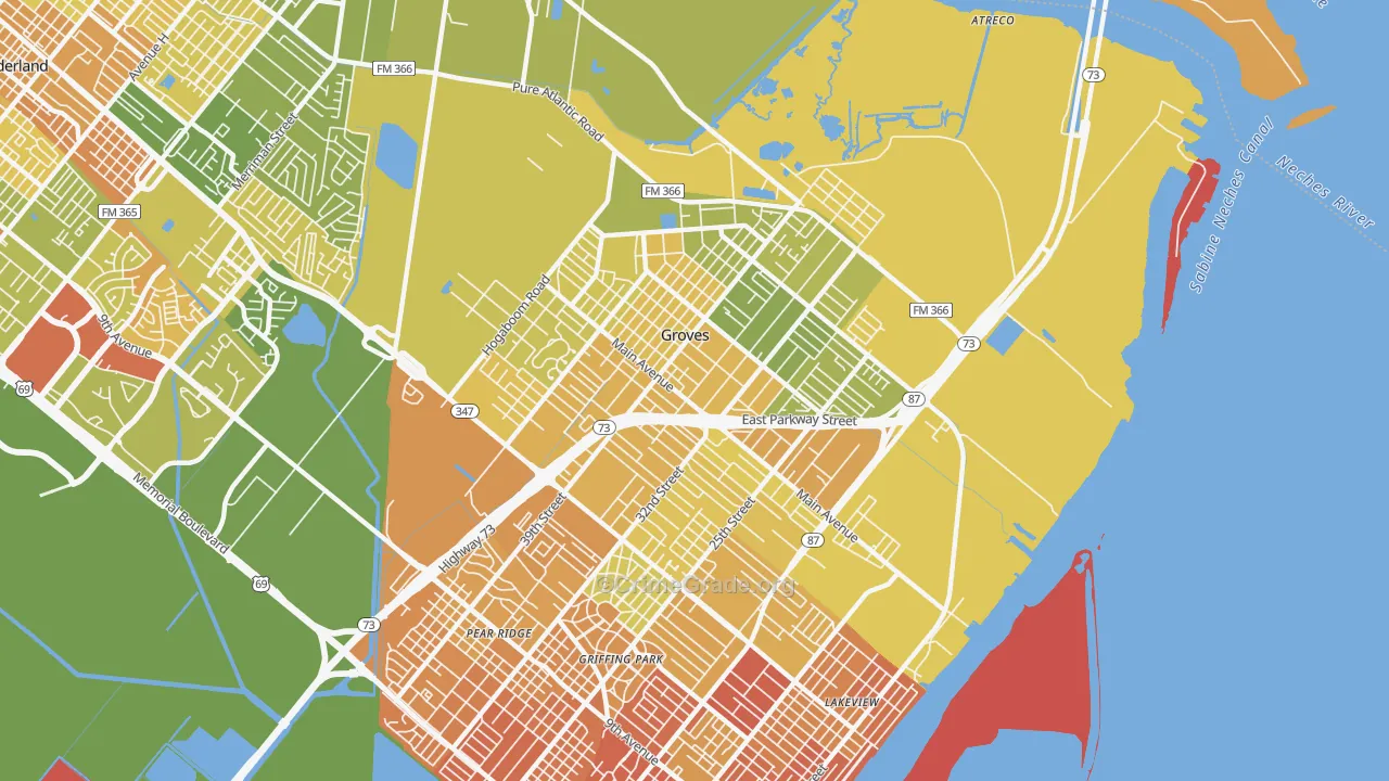 Groves, TX Map of Murder Rates