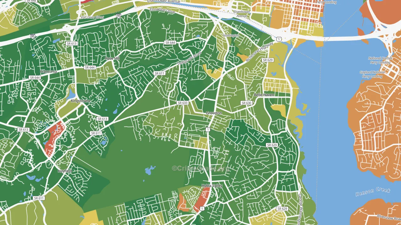 Groveton, Alexandria, VA Map of Murder Rates