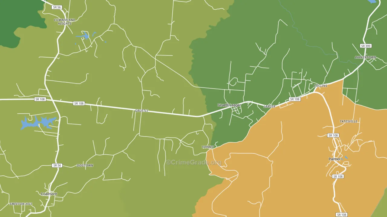 Gruetli-Laager, TN Map of Murder Rates