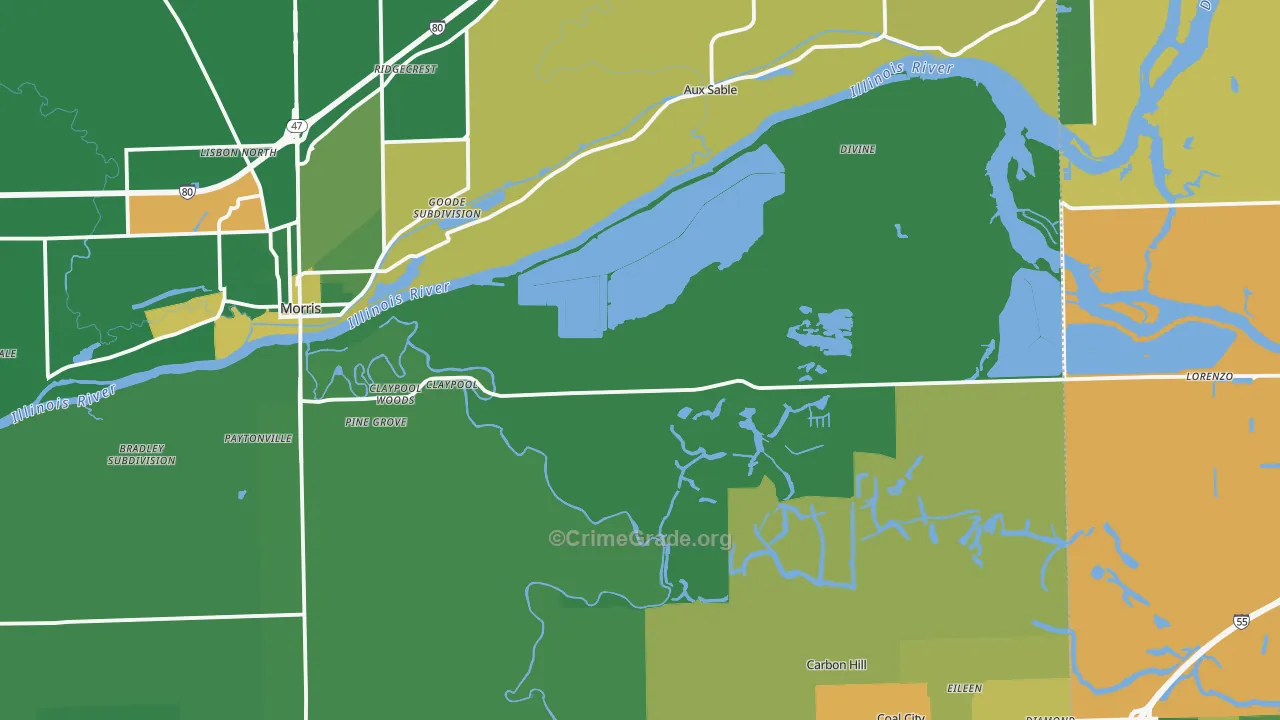 Grundy County, IL Map of Murder Rates