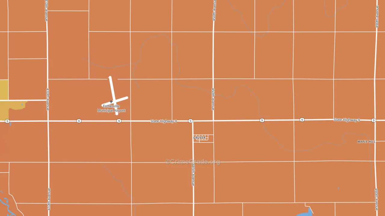 Gruver, IA Map of Murder Rates