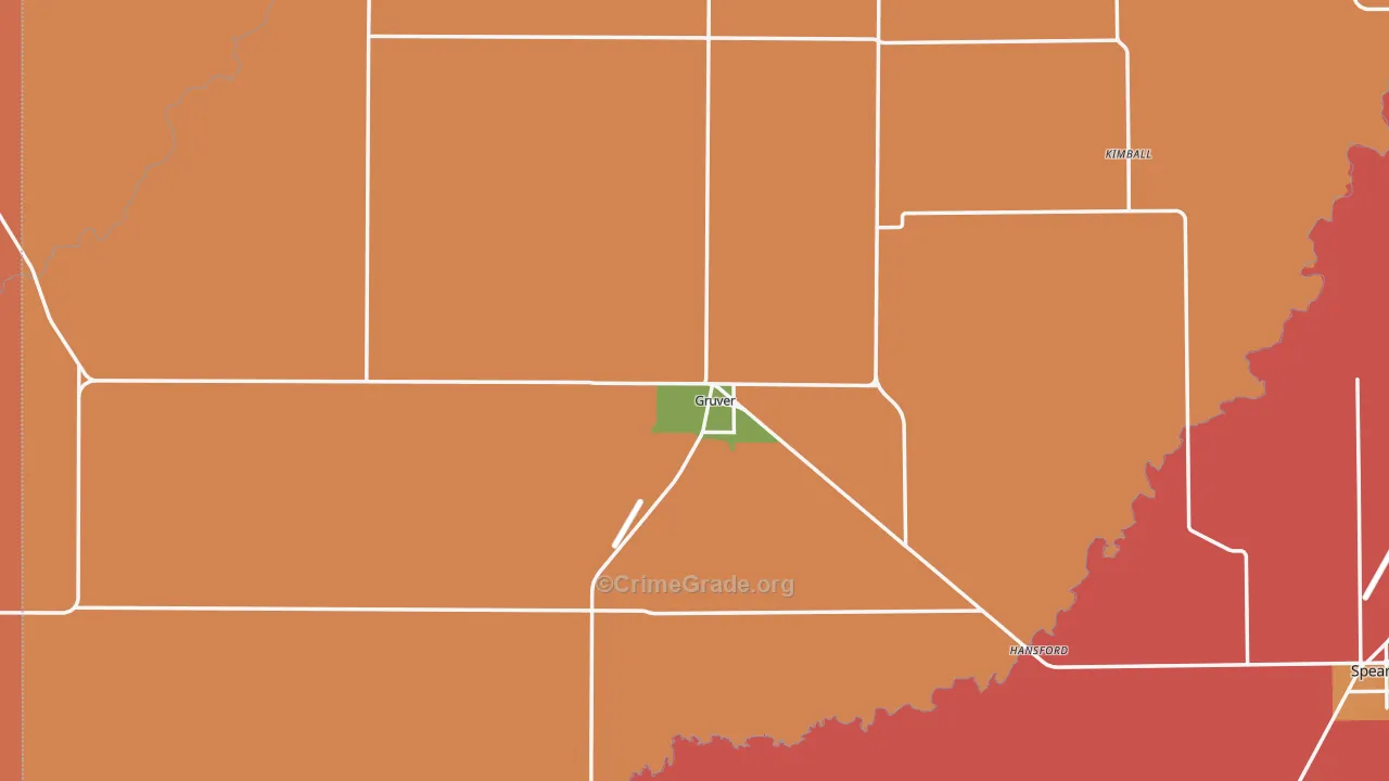 Gruver, TX Map of Murder Rates