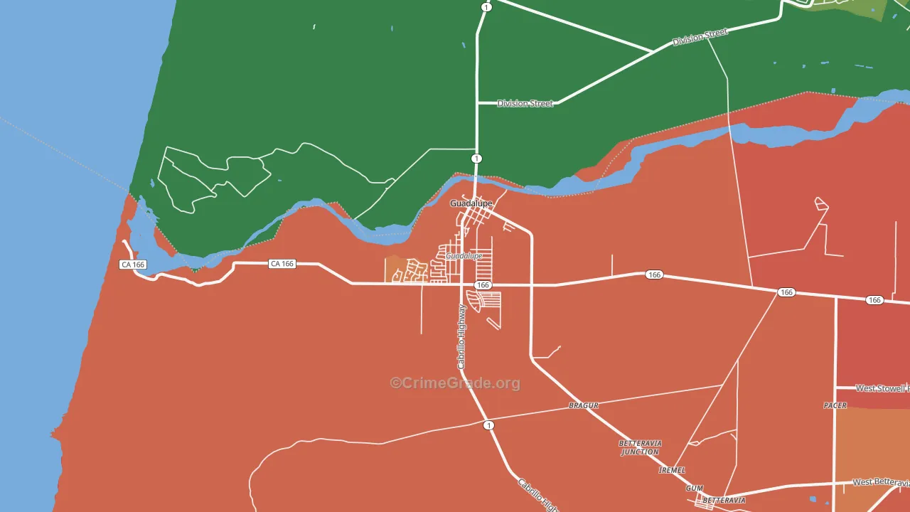 Guadalupe, CA Map of Murder Rates