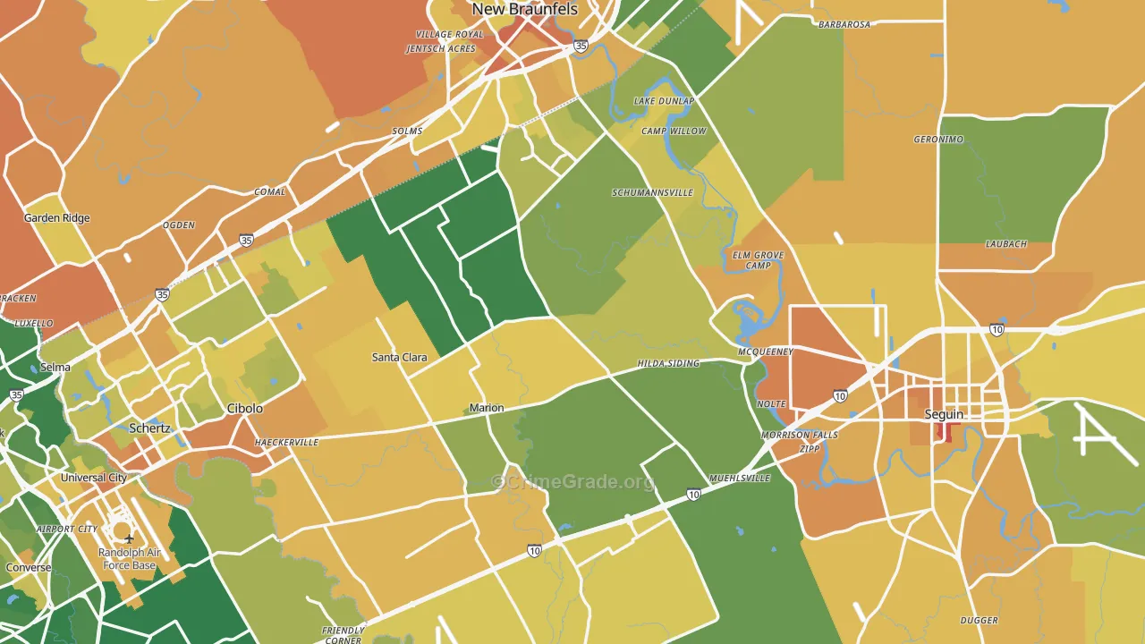Guadalupe County, TX Map of Murder Rates