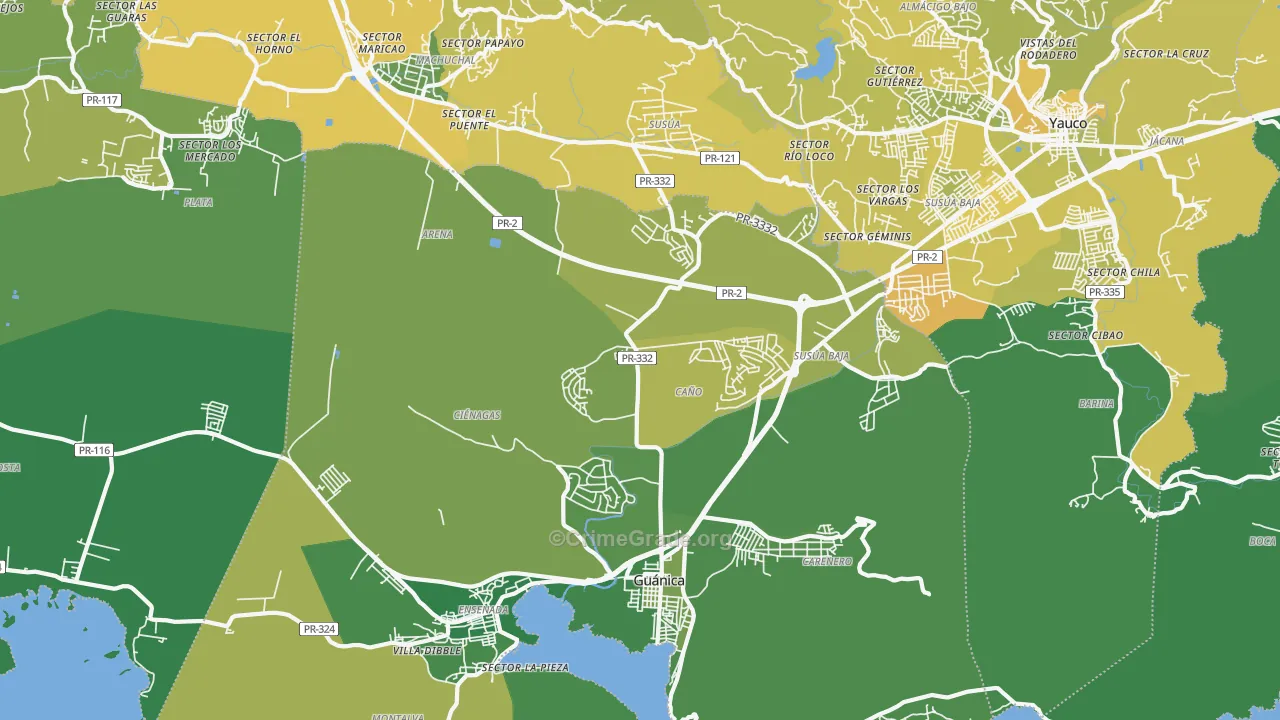 Guanica, PR Map of Murder Rates
