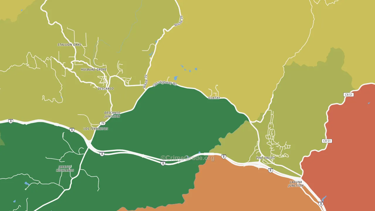 Guatay, CA Map of Murder Rates