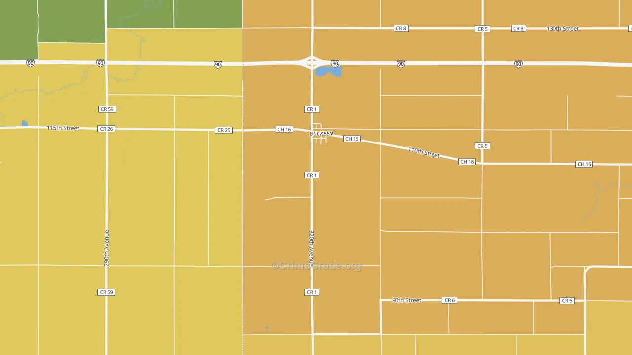 Guckeen, MN Map of Murder Rates