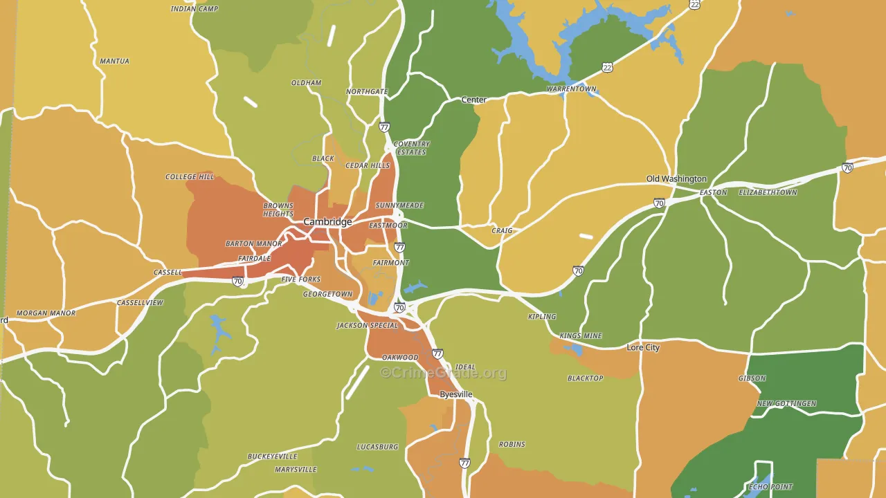 Guernsey County, OH Map of Murder Rates