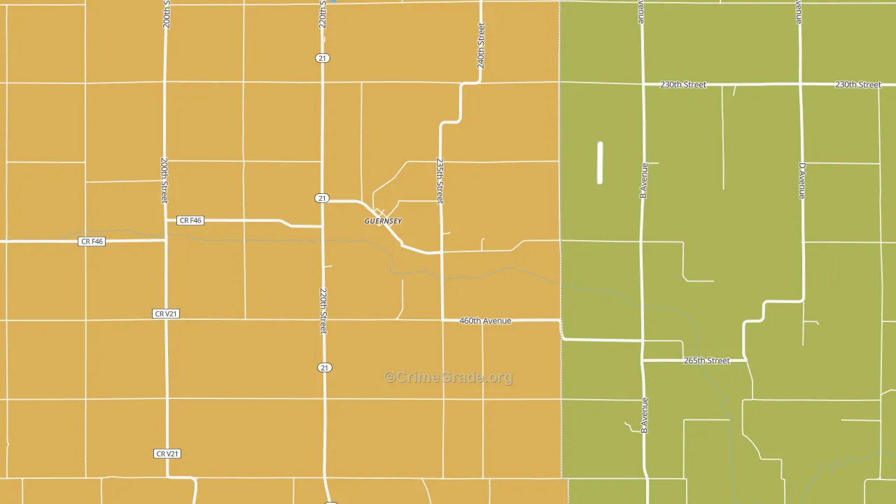 Guernsey, IA Map of Murder Rates