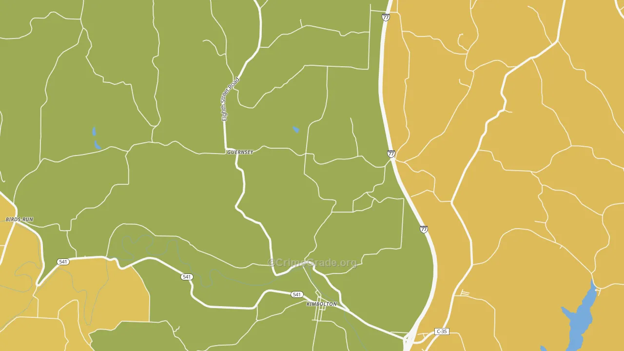 Guernsey, OH Map of Murder Rates