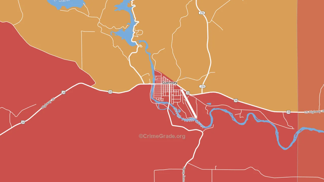 Guernsey, WY Map of Murder Rates