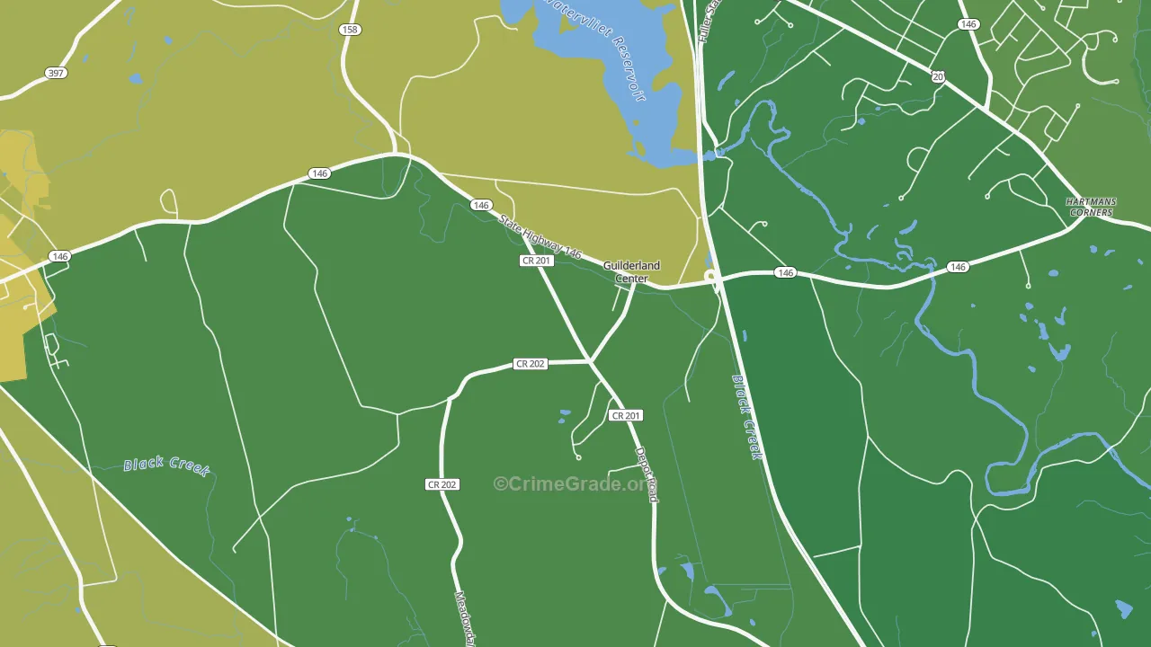 Guilderland Center, NY Map of Murder Rates