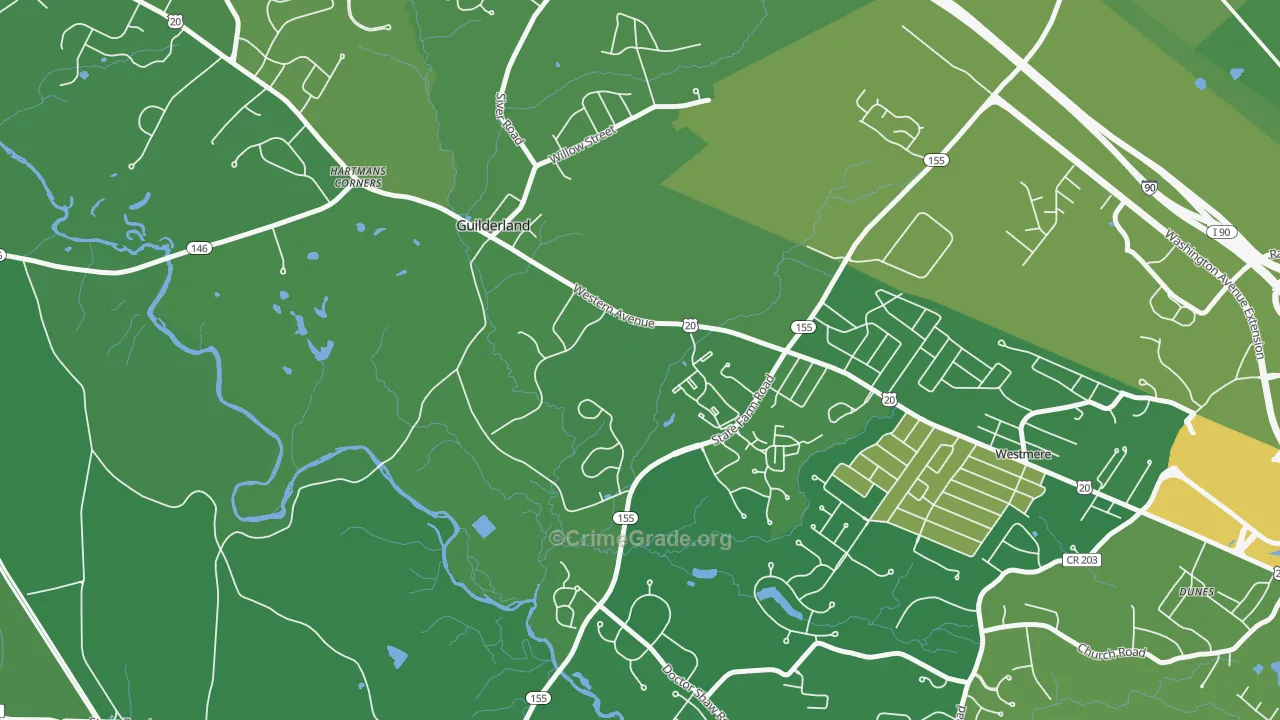 Guilderland, NY Map of Murder Rates
