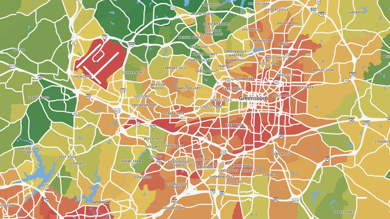 Guilford County, NC Map of Murder Rates