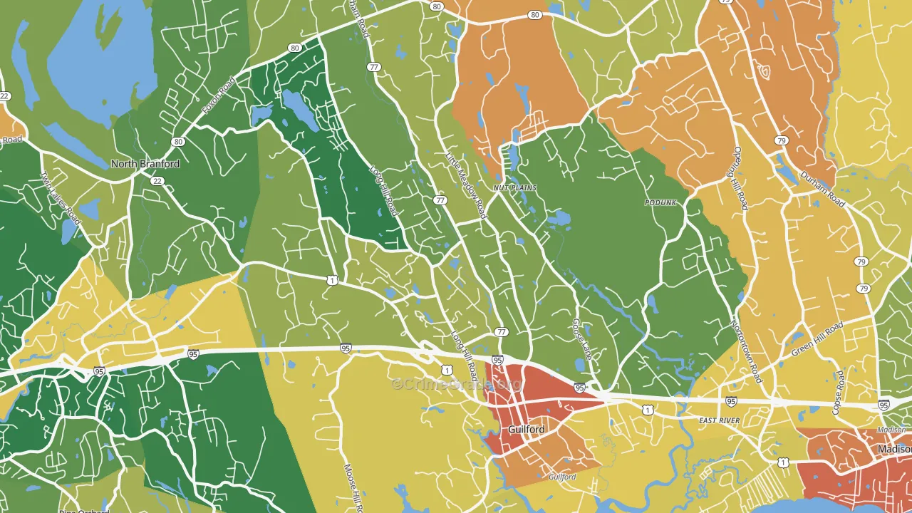 Guilford, CT Map of Murder Rates