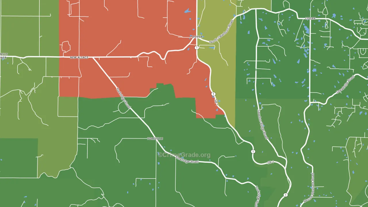 Guilford, IN Map of Murder Rates