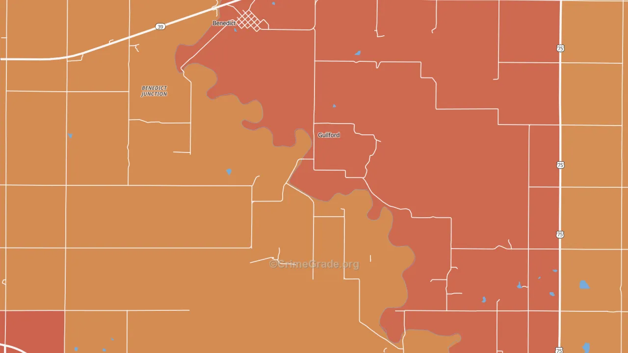 Guilford, KS Map of Murder Rates