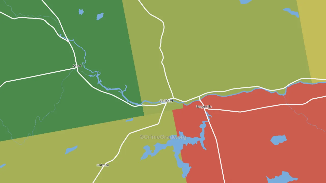Guilford, ME Map of Murder Rates