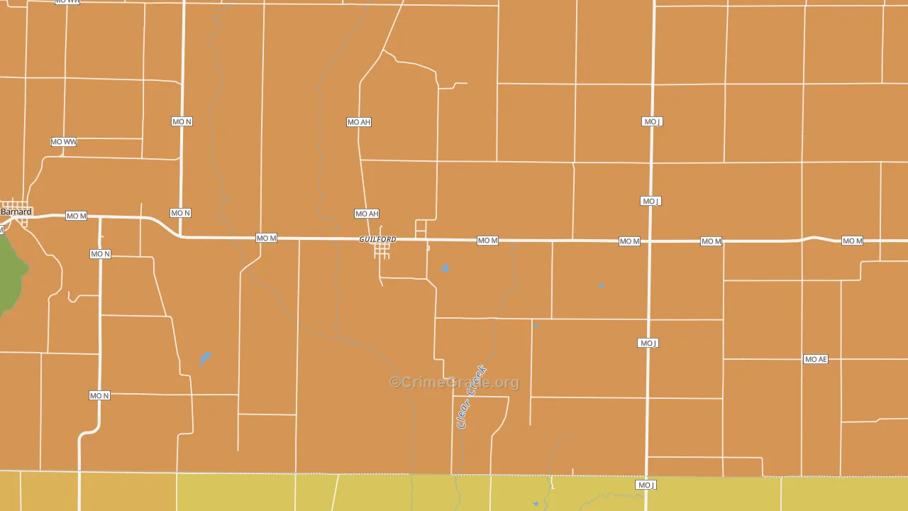 Guilford, MO Map of Murder Rates