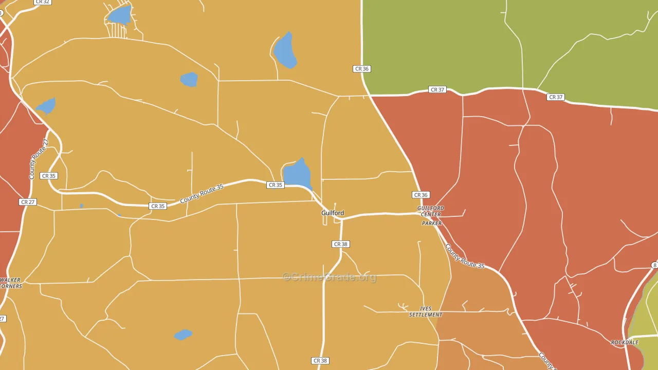 Guilford, NY Map of Murder Rates