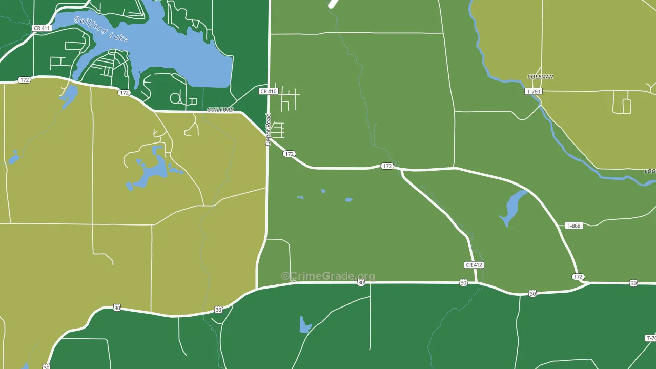 Guilford, OH Map of Murder Rates