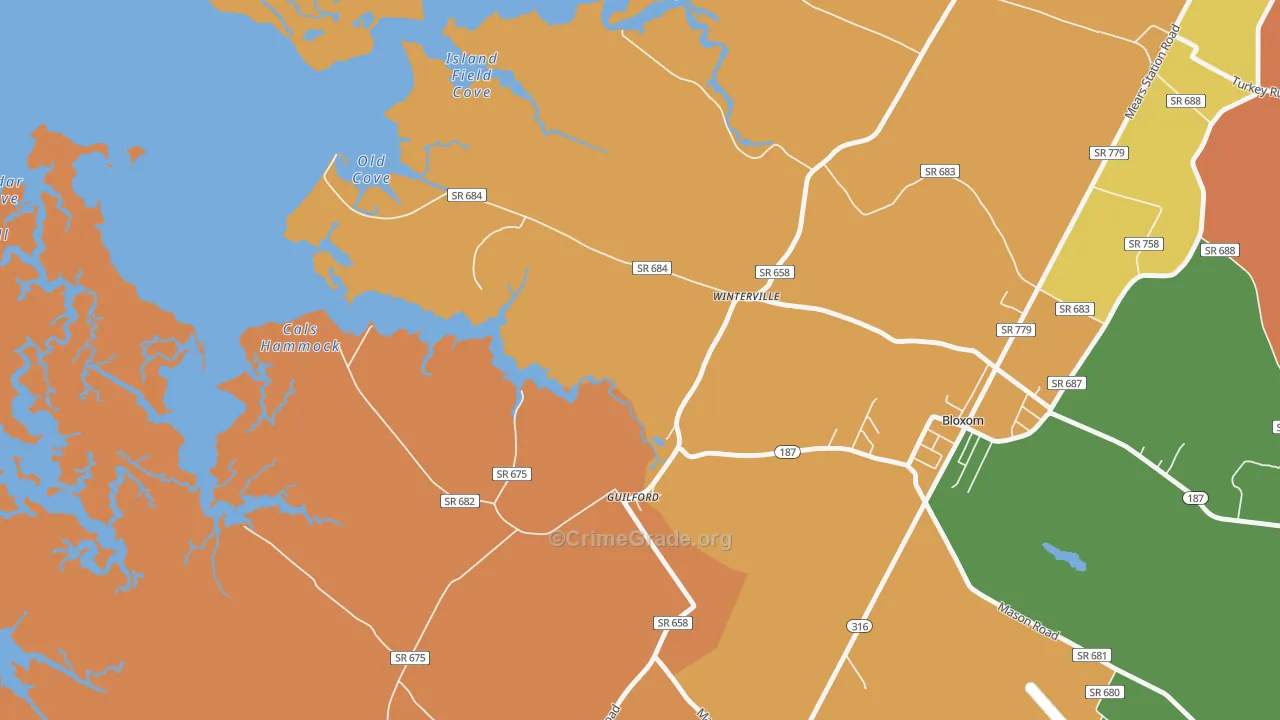 Guilford, VA Map of Murder Rates
