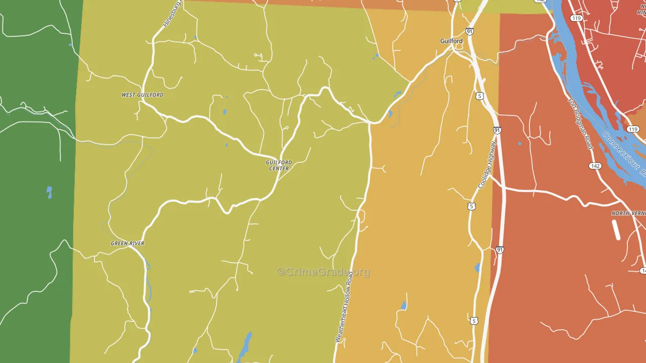 Guilford, VT Map of Murder Rates