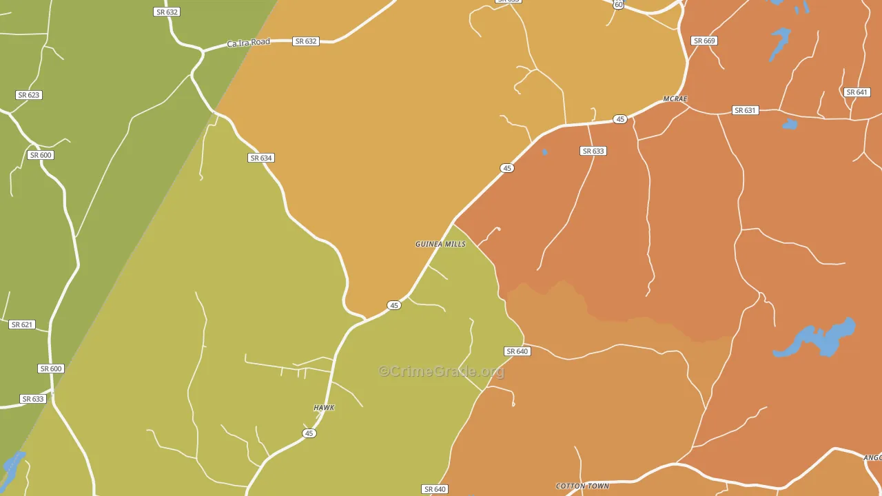 Guinea Mills, VA Map of Murder Rates