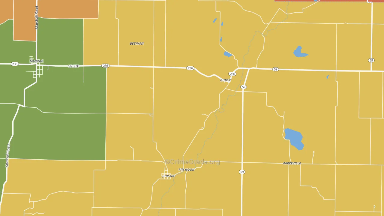 Guion, IN Map of Murder Rates
