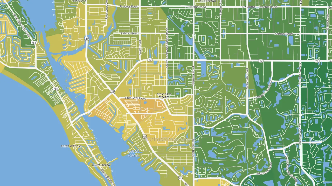 Gulf Gate Estates, FL Map of Murder Rates